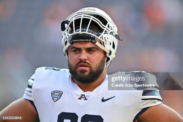 Akron defensive lineman Logan Hawkins during the college football game between the Akron Zips and the Tennessee Volunteers at Neyland Stadium in...