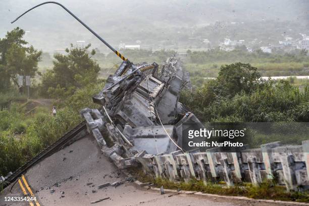 Collapsed bridge after a magnitude 6.8 earthquake hitting Taiwan caused severe damages to buildings, bridges and different structures across Taiwan,...