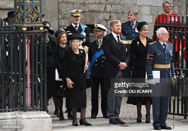 Sweden's Queen Silvia , Spain's King Felipe VI , Sweden's King Carl Gustav XVI , Netherlands' King Willem-Alexander and Queen Maxima of the...