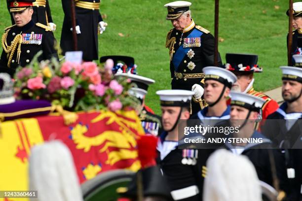Britain's King Charles III attends Britain's Queen Elizabeth state funeral and burial, in London, Britain, September 19, 2022.