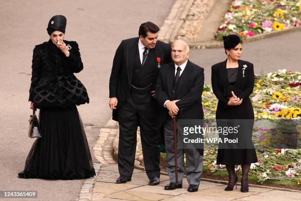 Jordan's Prince Hassan bin Talal and Princess Haya bint Hussein stand together at Windsor Castle ahead of the Committal Service for Queen Elizabeth...
