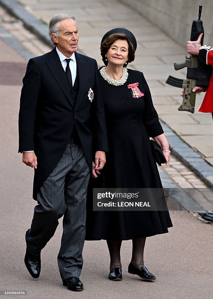 Former Prime Minister, Tony Blair and Cherie Blair arrive at The