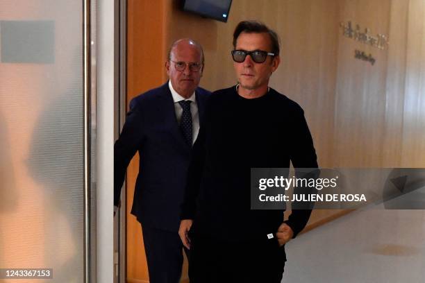 French businessman and author Christophe Rocancourt leaves Paris' courthouse, on September 19 as part of the hearing of the so-called "36 quai des...