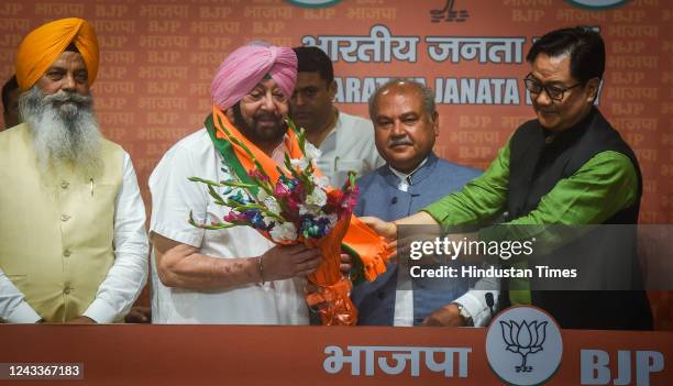 Former Punjab CM and Congress leader Captain Amarinder Singh joins the Bharatiya Janata Party in the presence of union minister Narendra Singh Tomar...