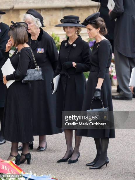 Penelope Knatchbull, Countess Mountbatten of Burma at Windsor Castle on September 19, 2022 in Windsor, England. The committal service at St George's...