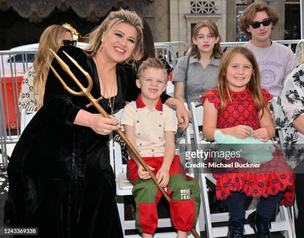 Kelly Clarkson and children Remington Alexander Blackstock and River Rose Blackstock attend Clarksons star ceremony on the Hollywood Walk of Fame on...