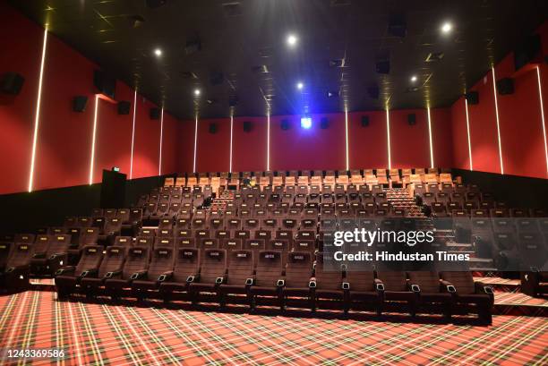 View of a 'INOX' multiplex ahead of the inauguration of multiplex comprising three cinema auditoriums with a capacity of 520 seats on September 19,...