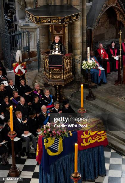 Archbishop of Canterbury, the Most Reverend Justin Welby speaking during the State Funeral of Queen Elizabeth II, held at Westminster Abbey on...