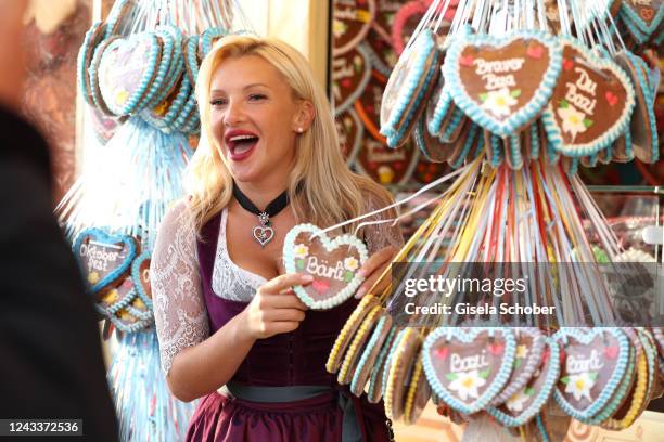 Evelyn Burdecki during the Cathy Hummels Wiesnbummel Wir lieben das Leben as part of the Oktoberfest 2022 on September 19, 2022 in Munich, Germany.