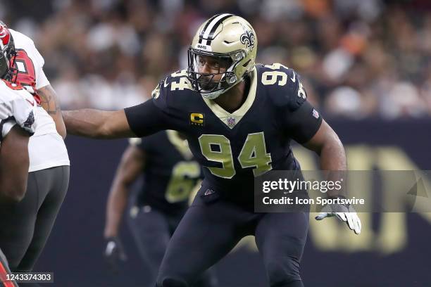 New Orleans Saints Cameron Jordan rushes the passer during the Tampa Bay Buccaneers-New Orleans Saints regular season game on September 18, 2022 at...
