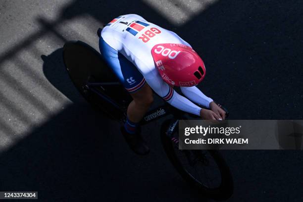 Zoe Bäckstedt of Great Brittain pictured in action during the Junior women individual time trial at the UCI Road World Championships Cycling 2022, in...