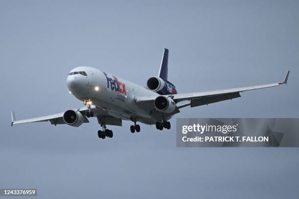 FedEx Express McDonnell Douglas MD-11 cargo aircraft lands at the Ted Stevens International Airport TKTK in Anchorage, Alaska on September 19, 2022....