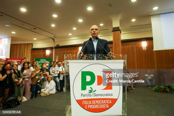 The political leader of the Democratic Party, Enrico Letta, during the electoral tour in Naples, for the Italian political elections of 25 September...