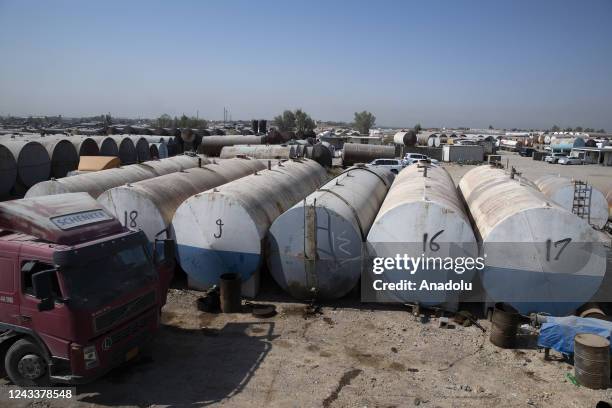 View of the oil trucks at oil stock market in Erbil, Iraq on September 06, 2022. The price of oil per barrel, which is delivered to Erbil and all...