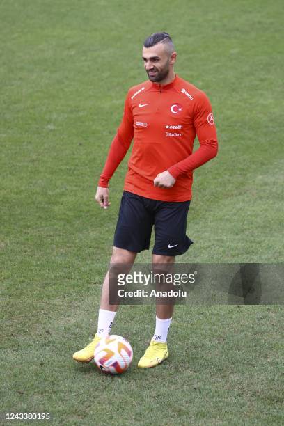 Serdar Dursun of Turkiye attends a training session prior to the UEFA Nations C League Group match against Luxembourg ,at Hasan Dogan National Teams...