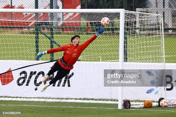 Altay Bayindir attends a training session prior to the UEFA Nations C League Group match against Luxembourg ,at Hasan Dogan National Teams Camp and...
