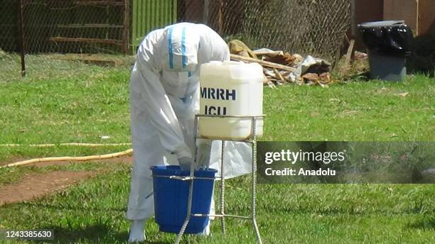 Health measures are taken at Mubende Regional Referral Hospital after an outbreak of Ebola in the country in Mubende, Uganda on September 20, 2022....