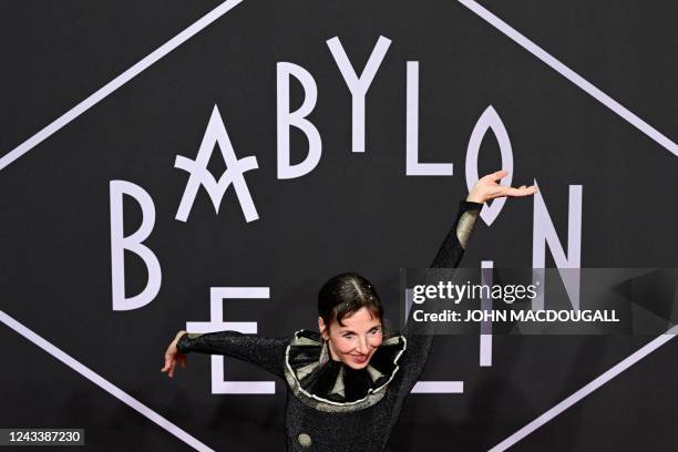 German actress Meret Becker poses on the red carpet upon arrival for the premiere of the 'Babylon Berlin' tv series' fourth season, at the Delphi...