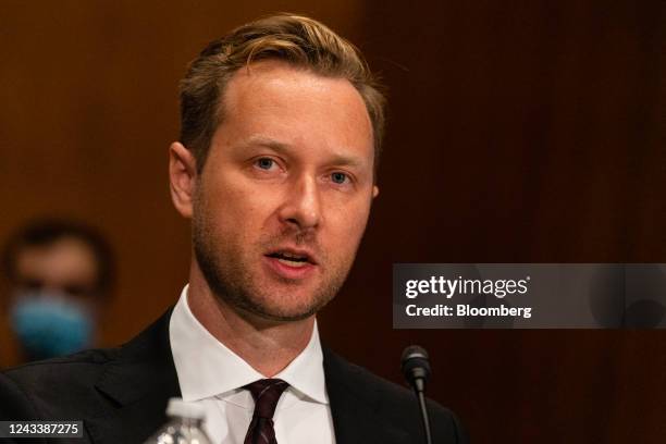 Andrew Adams, director of Task Force KleptoCapture at the US Department of Justice , speaks during a Senate Banking, Housing, and Urban Affairs...