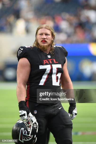 Atlanta Falcons Offensive Tackle Kaleb McGary during an NFL game between the Atlanta Falcons and the Los Angeles Rams on September 18 at SoFi Stadium...