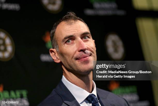 September 20: Former Boston Bruins captain, Zdeno Chara speaks at his press conference announcing his retirement after signing a one day contract...