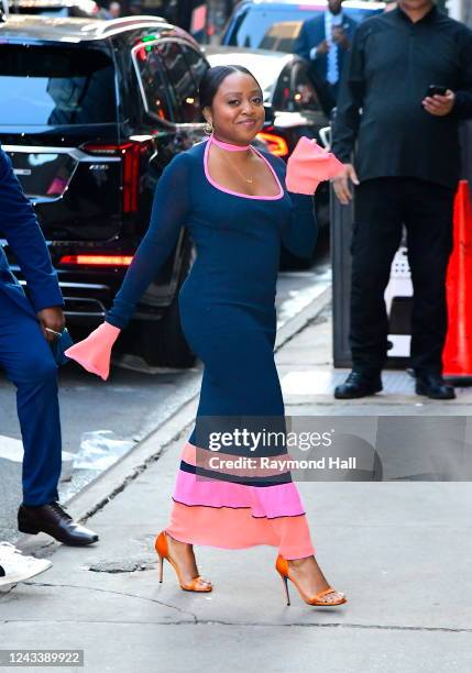 Quinta Brunson is seen arriving to "Good Morning America" on September 20, 2022 in New York City.