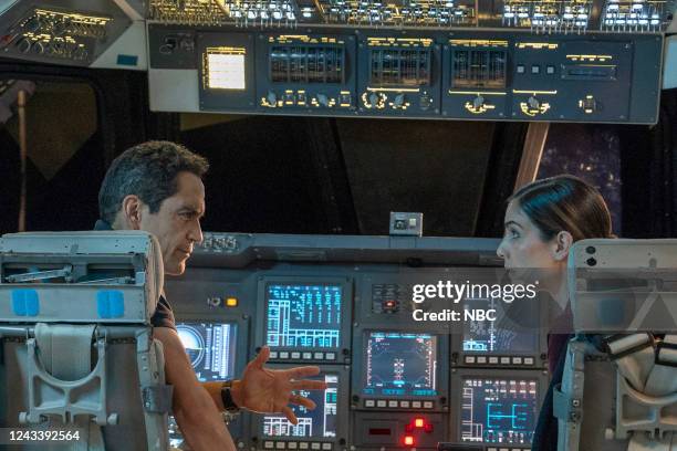 Atlantis Episode 102 -- Pictured: Jose Zuniga as Commander Jim Reynolds, Carly Pope as Samantha Stratton --