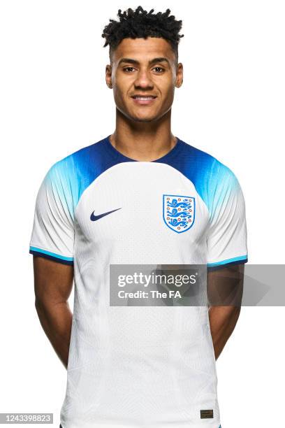 In this image released on September 21 Ollie Watkins poses during the England New Kit Launch at St George's Park on March 23, 2022 in Burton upon...