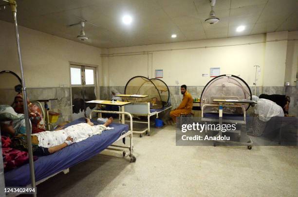 Patients suffering from dengue fever receive medical treatment at an isolation ward of a Lady Reading government hospital in Peshawar, Pakistan, 19...