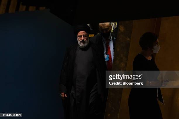 Ebrahim Raisi, Iran's president, arrives to speak during the United Nations General Assembly in New York, US, on Wednesday, Sept. 21, 2022. All eyes...