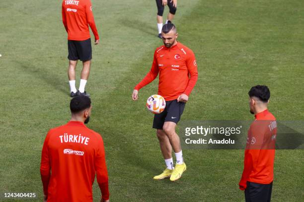 Serdar Dursun of Turkiye attends a training session prior to the UEFA Nations C League Group 1 match against Luxembourg, at Hasan Dogan National...