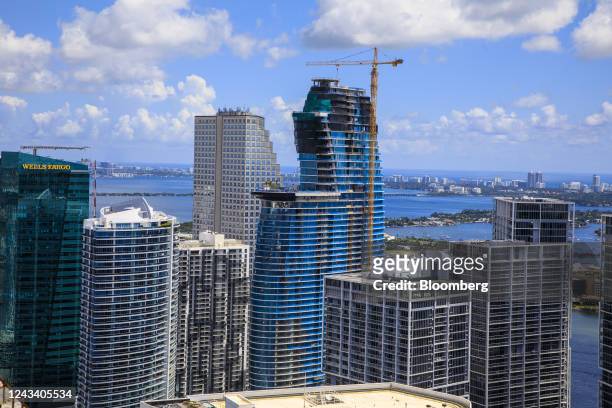 The Bentley Residence condominium complex, center, under construction in Miami, Florida, US, on Thursday, Sept. 1, 2022. The Citadel founder worth...