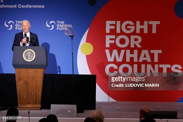President Joe Biden speaks at the Global Fund's Seventh Replenishment Conference in New York City on September 21, 2022. - The Global Funds Seventh...
