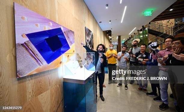 Dr. Erik Lucero, Lead Engineer of Google Quantum AI, leads media on a tour of the Quantum Computing Lab at the Quantum AI campus in Goleta,...