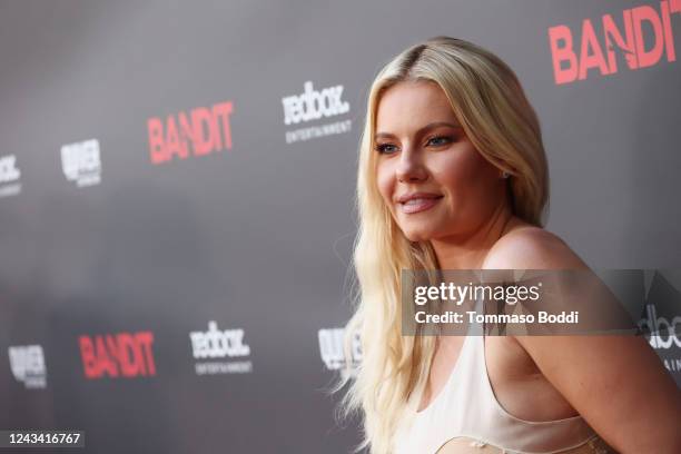 Actress Elisha Cuthbert at the world premiere of "Bandit" held at Harmony Gold Theater on September 21, 2022 in Los Angeles, California.
