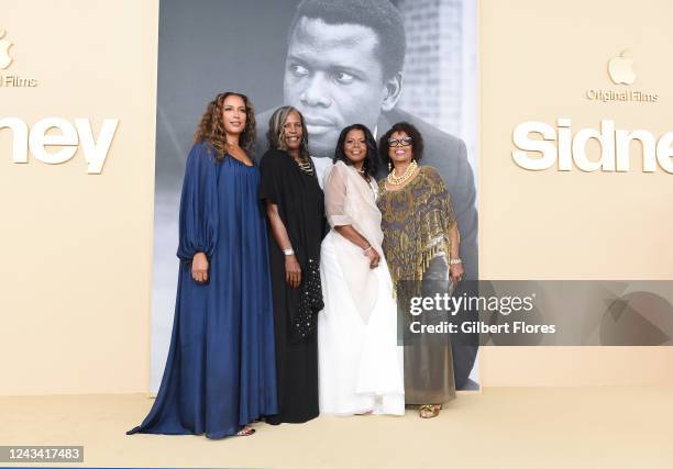 Anika Poitier, Pamela Poitier, Sherri Poitier and Beverly Poitier-Henderson at the premiere of "Sidney" held at the Academy Museum of Motion Pictures...