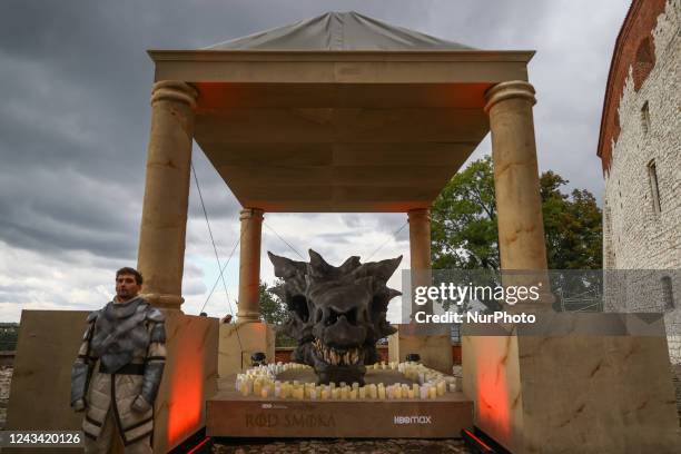 Skull of Balerion dragon is on display at Wawel Castle as part of promo campaign of 'House of the Dragon', the new HBO prequel to 'Game of Thrones'....