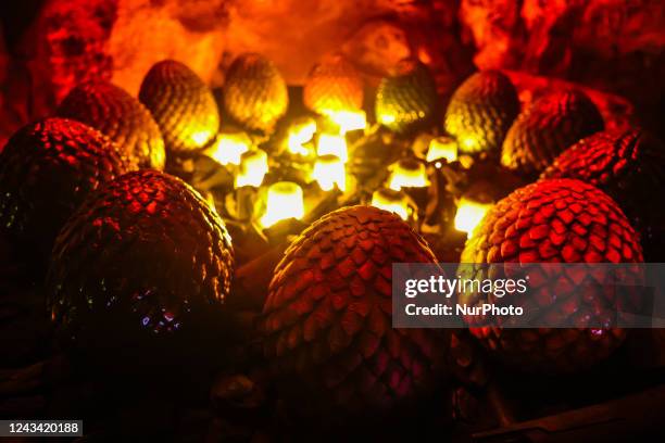 Dragon eggs are seen inside the Dragon's Den under Wawel Castle as part of promo campaign of 'House of the Dragon', the new HBO prequel to 'Game of...