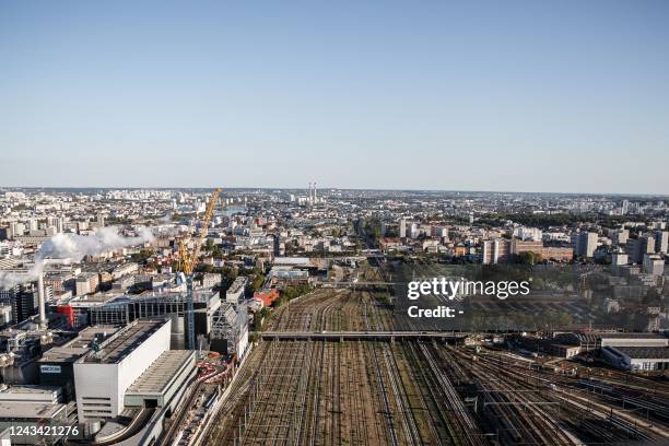 Photograph taken on September 21 shows the view from the rooftop as seen from the Tour Duo 1 during the Tours Duo buildings' inauguration in Paris. -...