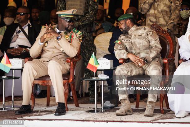 Malis interim leader and head of Junta, Colonel Assimi Goïta and Guinea Interim leader and head of Junta, Mamady Doumbouya , are seen in Bamako,...