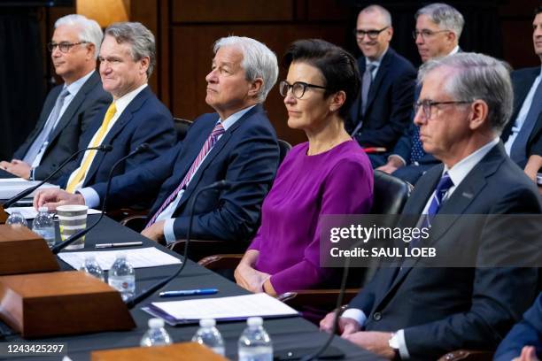 Charles Scharf, CEO and President of Wells Fargo, Brian Thomas Moynihan, Chairman and CEO of Bank of America, Jamie Dimon, Chairman and CEO of...