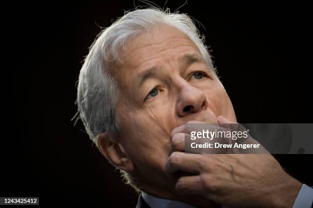 JPMorgan Chase & Co CEO Jamie Dimon testifies during a Senate Banking, Housing, and Urban Affairs Committee hearing on Capitol Hill September 22,...