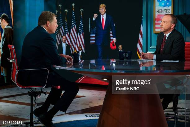 Pictured: Geoffrey Berman, former United States Attorney for the Southern District of New York, and moderator Chuck Todd, appear on Meet the Press in...