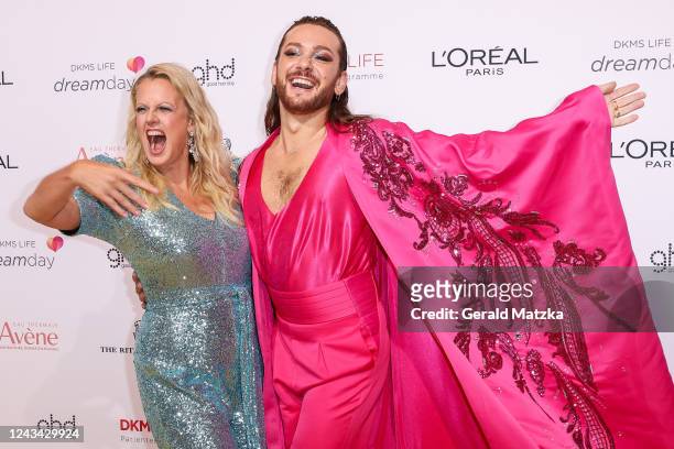 Barbara Schöneberger and Riccardo Simonetti attend the DKMS Life Dreamday at The Ritz-Carlton on September 22, 2022 in Berlin, Germany.