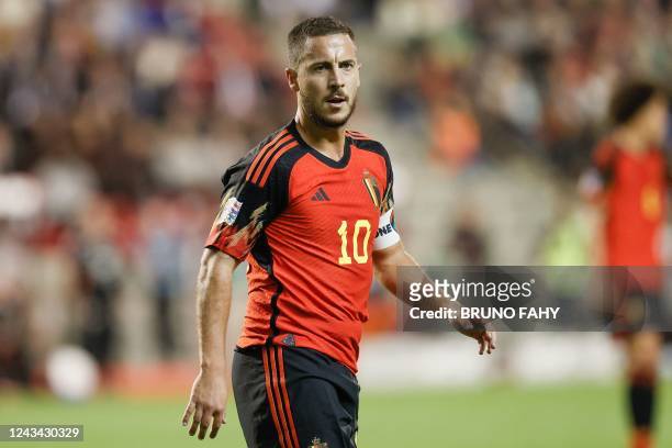 Belgium's Eden Hazard pictured during a soccer game between Belgian national team the Red Devils and Wales, Thursday 22 September 2022 in Brussels,...