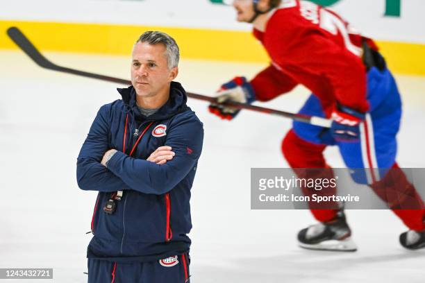 Look on Montreal Canadiens head coach Martin St-Louis during the Montreal Canadiens Camp on September 22 at Bell Sports Complex in Brossard, QC
