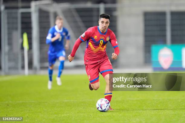 Ricard Fernandez of Andorra controls the ball during the UEFA Nations League League D Group 1 match between Liechtenstein and Andorra at Rheinpark...