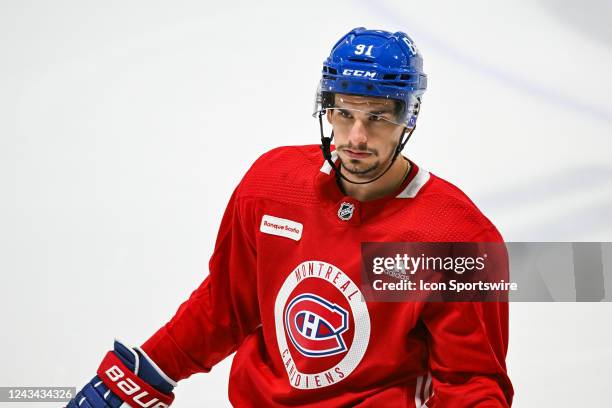 Look on Montreal Canadiens center Sean Monahan during the Montreal Canadiens Camp on September 22 at Bell Sports Complex in Brossard, QC