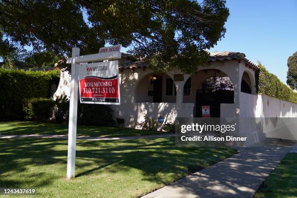 For sale' sign is displayed outside a single family home on September 22, 2022 in Los Angeles, California. The U.S. Housing market is seeing a slow...