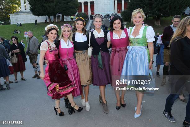 Viktoria Lauterbach, Kinga Mathe, Magdalena Rogl, Monica Ivancan, Dorothee Bär and Julia Klöckner during the Madlwiesn as part of the Oktoberfest at...
